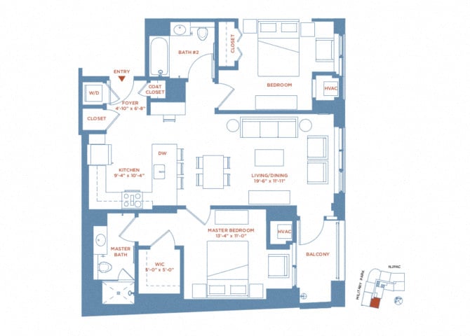 detailed floor plan of Apartment PH2209
